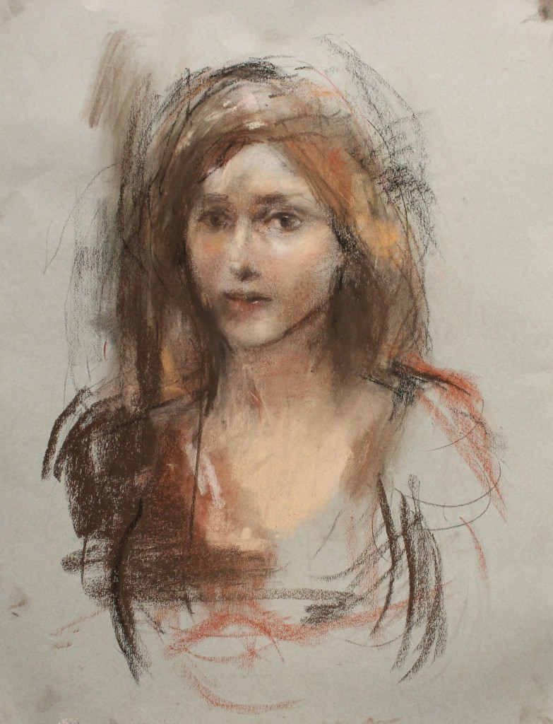 "Clara"  painting with pastels and layers of chalks