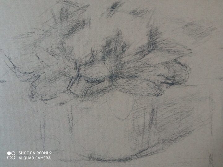 Starting the new still life drawing -The flower for the woman