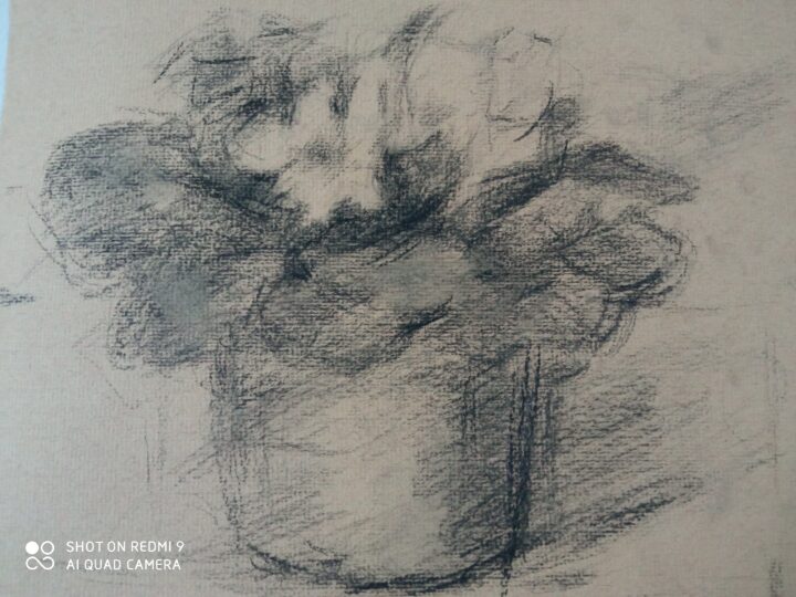 The third progress of the new still life drawing -The flower for the woman