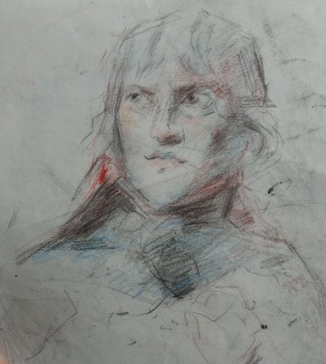 The new progress of the new analyzing drawing at Louvre Museum -Napoleon Bonaparte by Jacques Louis David,