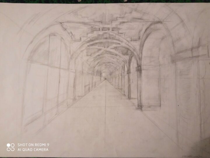 The new progress of the demonstration drawing -The one point perspective plan