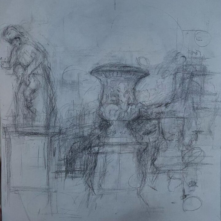 The new progress of the reference drawing for my student/Tuileries Garden