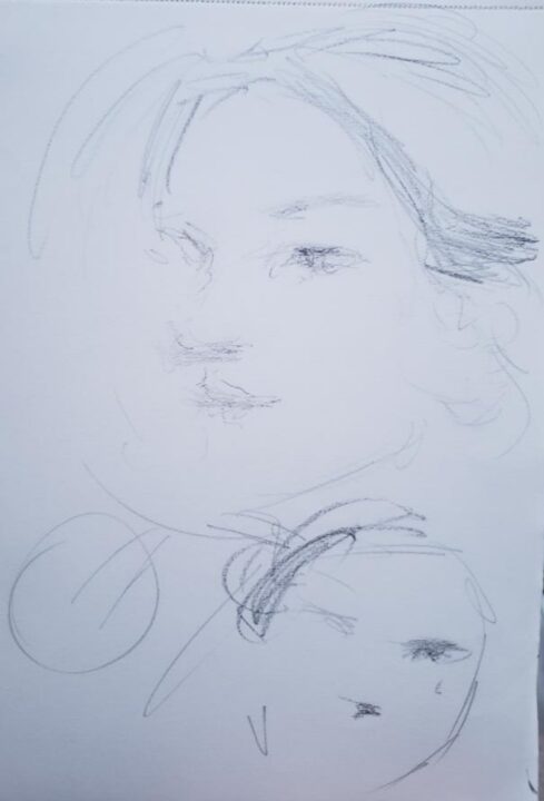 The very quick sketch of the Turkish girl and French girl at Tuileries Garden