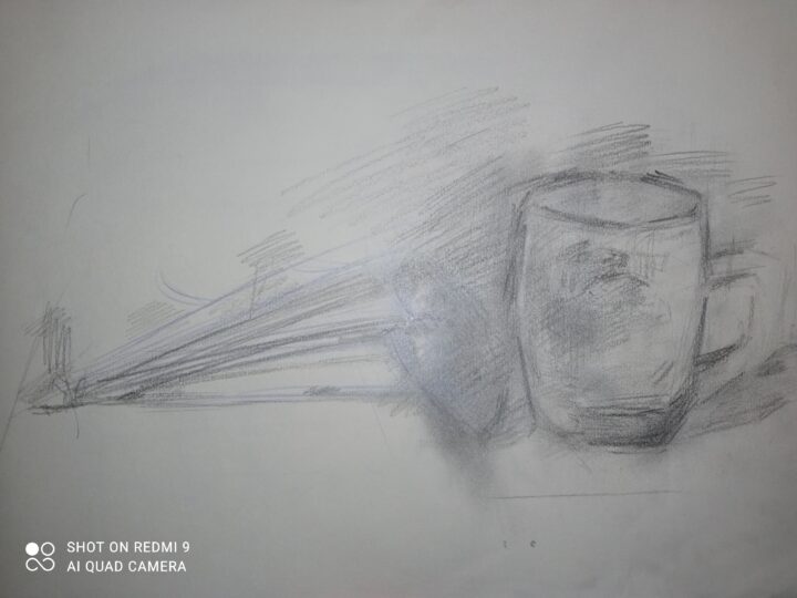 The new progress of the new Still Life sketch during the online drawing lesson I teach